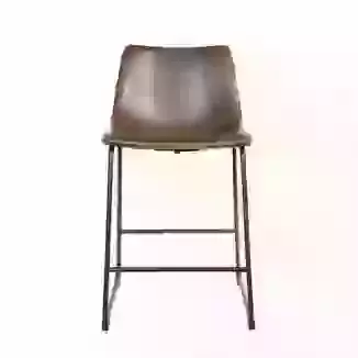 Counter Stool with Vegan Leather Chestnut Seat & Metal Leg Frame SET OF 2